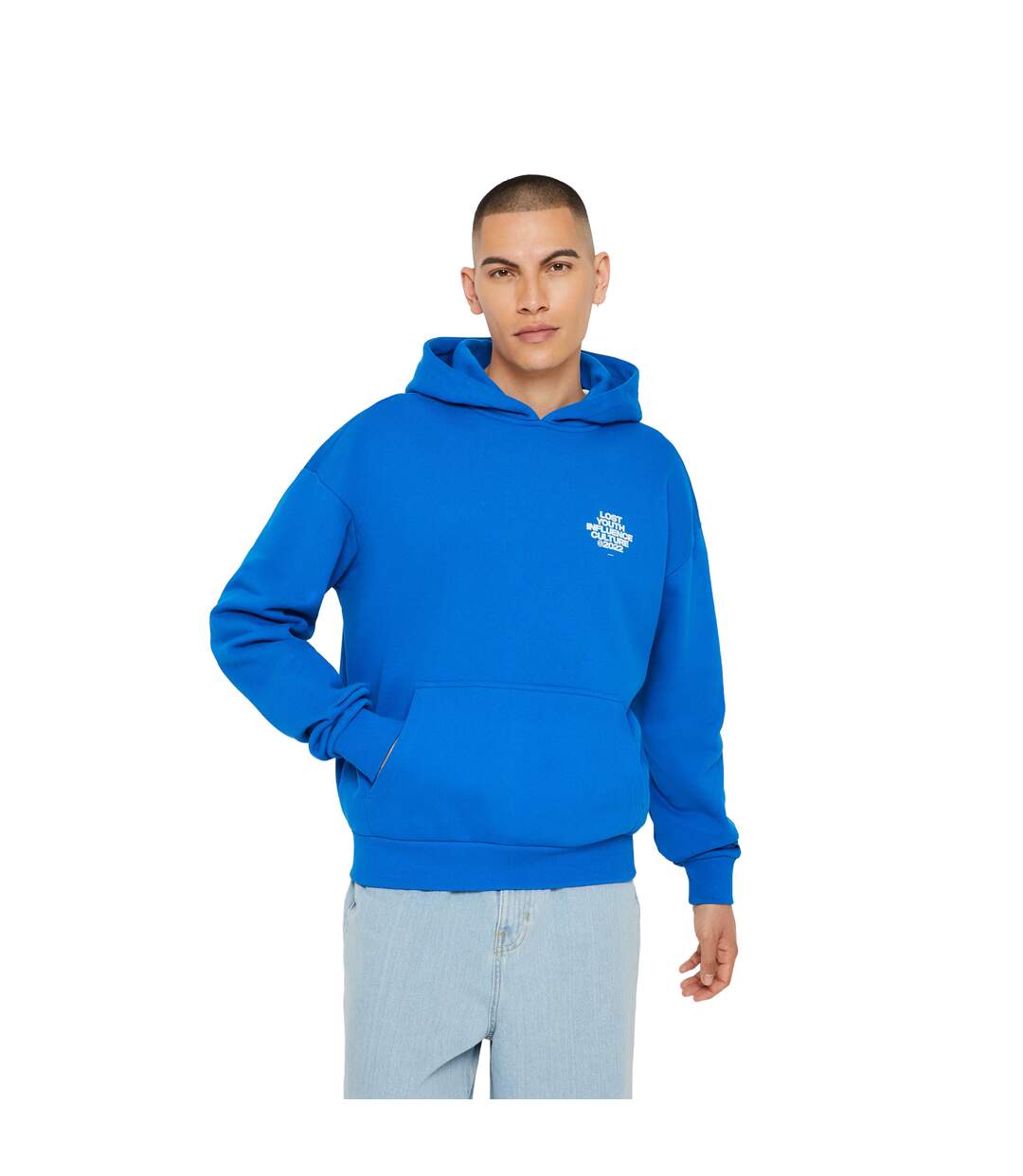 Mens Culture Hoodie Cobalt Blue Lost Youth-3