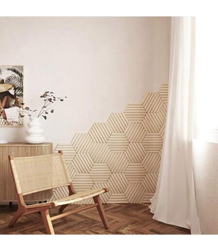Lot de 3 Panneaux Déco Hexagonal Colva 30x26cm Beige