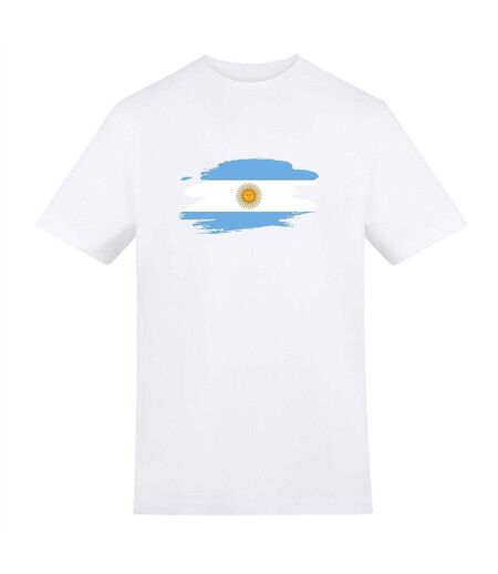 T-shirt Manches Courtes Motif/style Drapeau Argentin Homme Blanc AWD