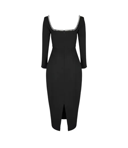 Robe Mi-longue Motif/style Perle The Ultimate  Femme Noir Muse