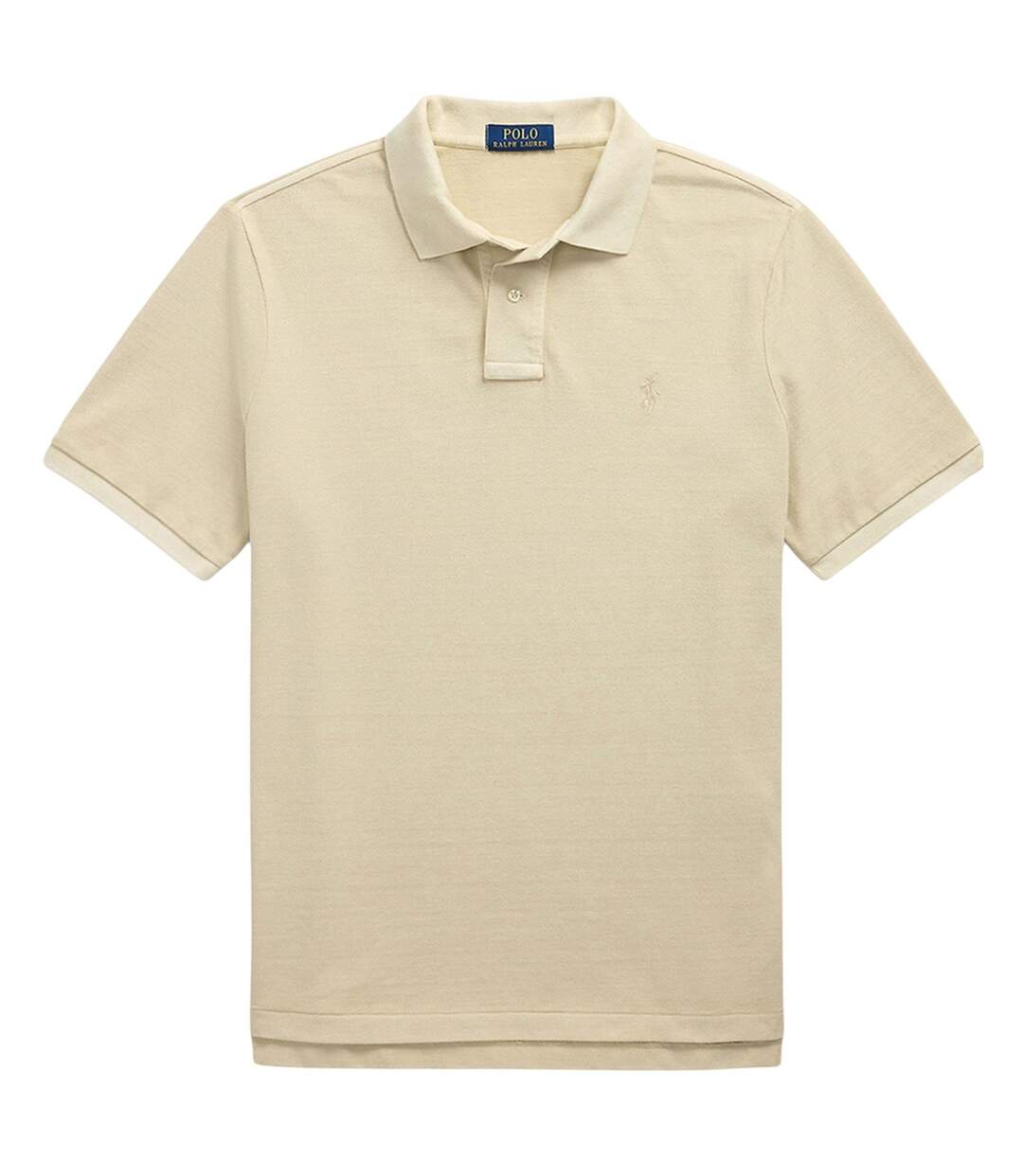 Mens Embroidered Logo Collared Slim Short-sleeved Polo Shirt Natural Ralph Lauren-2