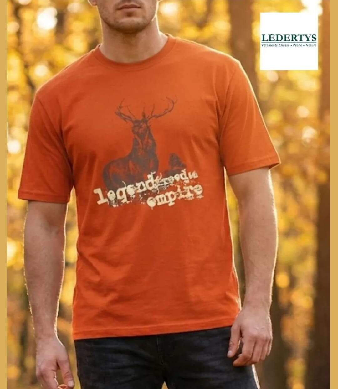 Tee-shirt Chasse Orange Ledertys LY0599O avec Motif Cerf-1