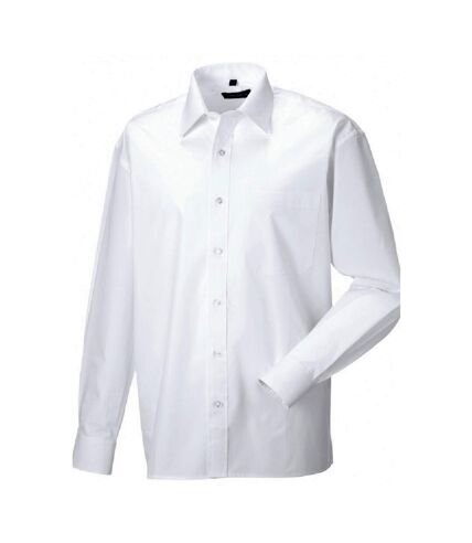 Russell Mens Long Sleeve Pure Cotton Work Shirt (White)