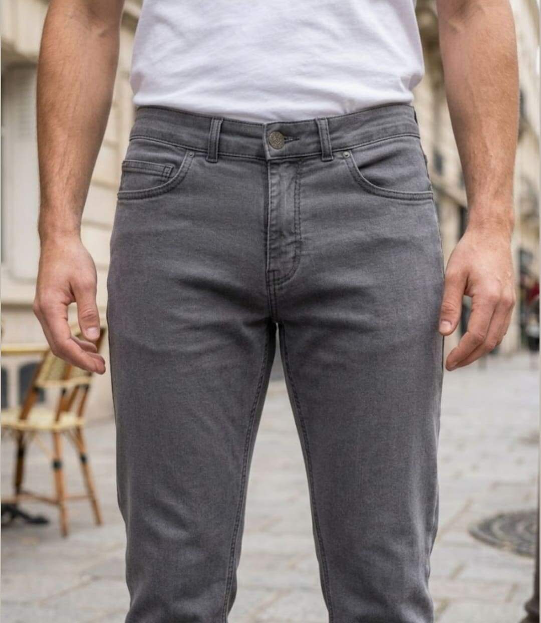 CHALLENGER M759 — Jean 5 poches extensible gris : le confort stretch urbain-5