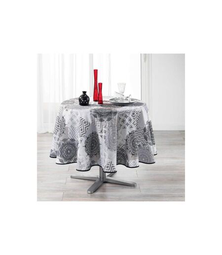 Nappe Ronde Imprimée Flamenco 180cm Gris