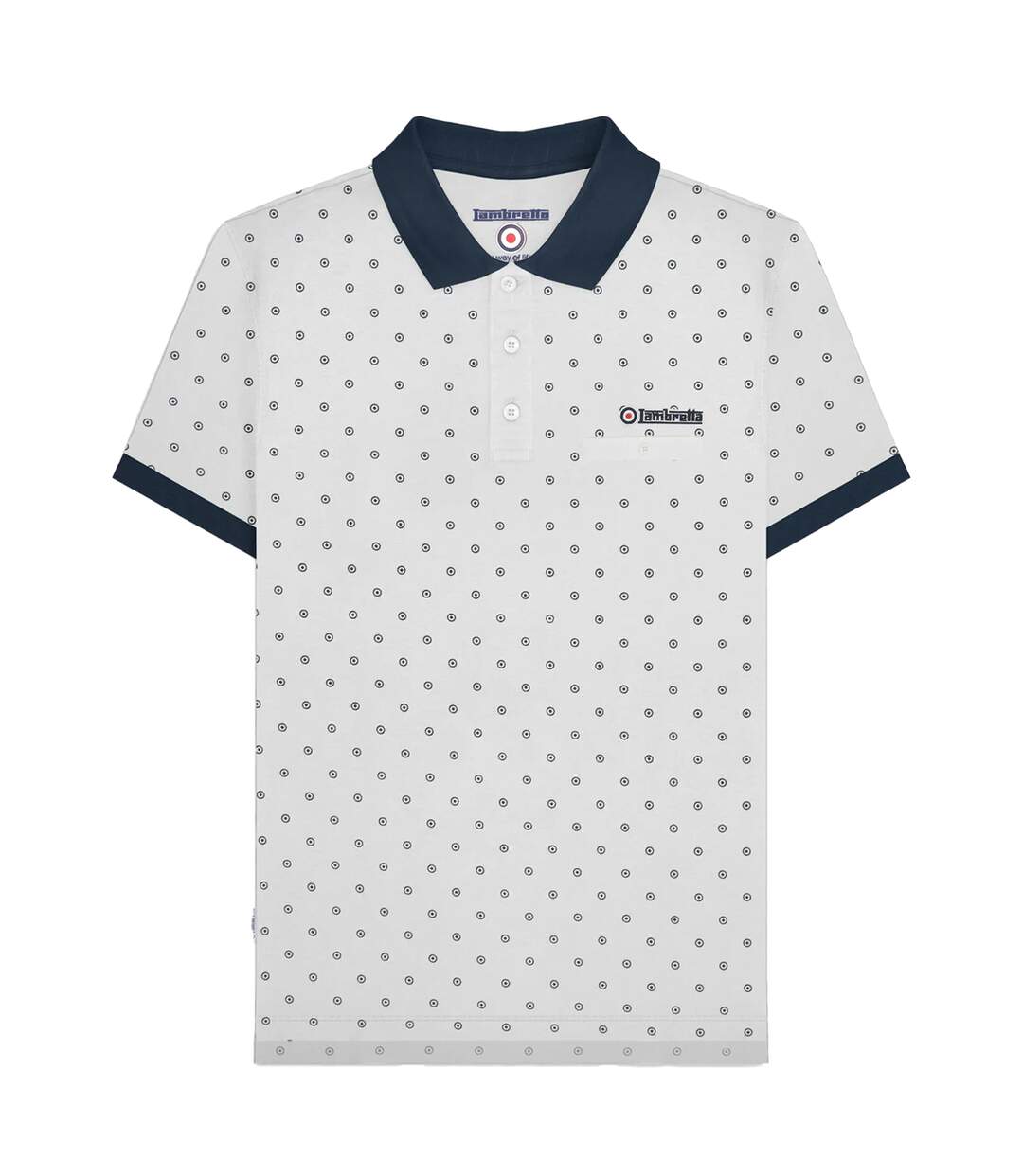 Polo aw24 homme blanc / bleu marine Lambretta-1