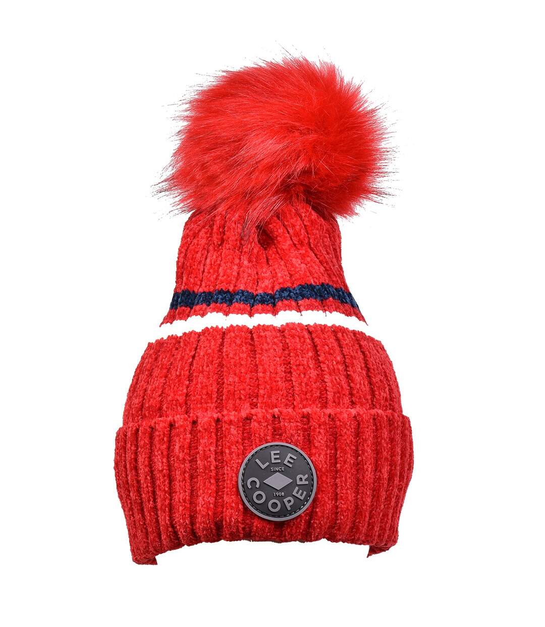 Bonnet Pompon LEE COOPER Ultra doux Doublure Polaire MAIWENN Rouge-1