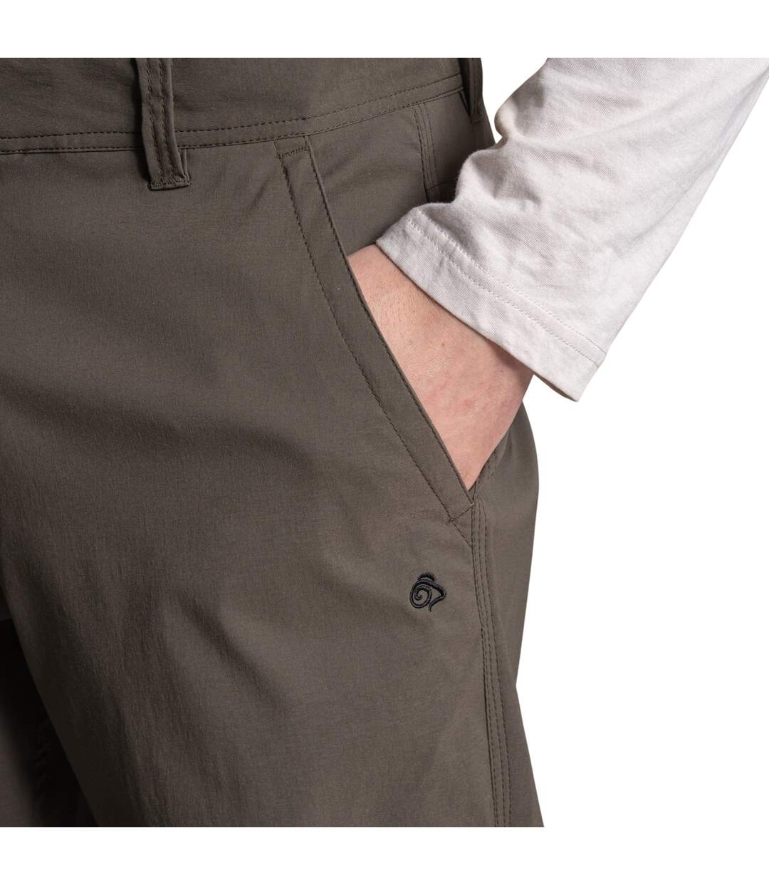 Pantalon Uni À Taille Mi-haute Brisk Pro Homme Kaki Sombre Craghoppers-4