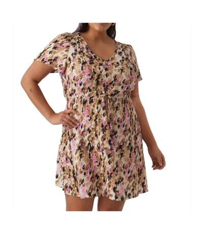 Robe Beige/Rose à Motifs Femme Vero Moda CURVE Easy - 44