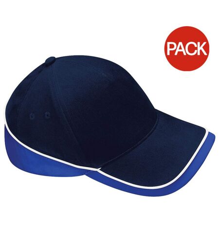 Lot de 2  casquettes de sport adulte bleu marine/bleu roi vif/blanc Beechfiel