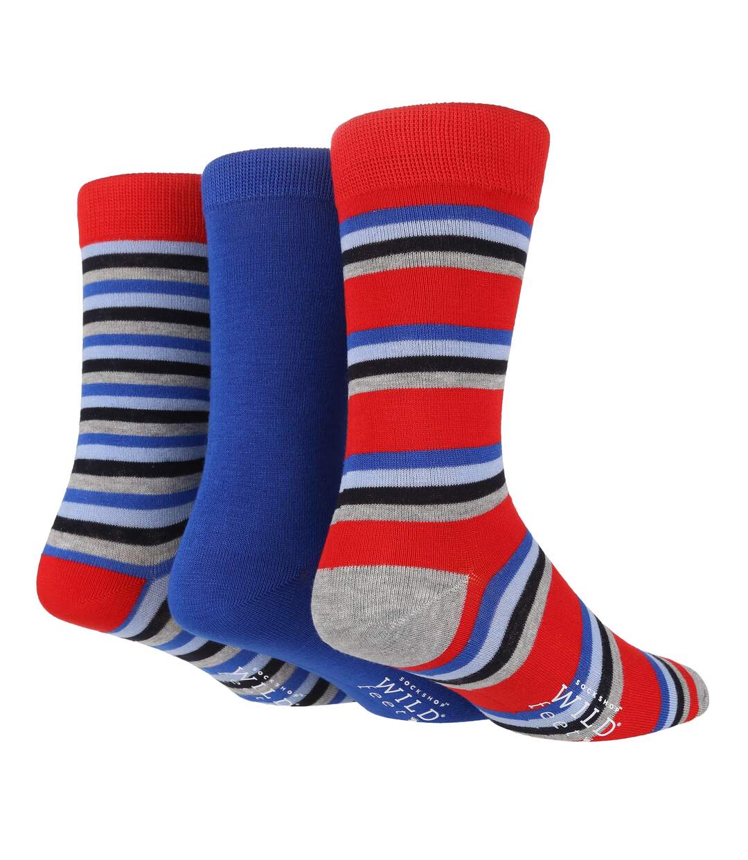 Wild Feet - 3 Pk Mens Striped Bamboo Dress Socks-1