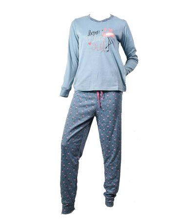 Pyjama Femme Long Fantaisie Doublé Polaire F9574 FLAMINGO Vert