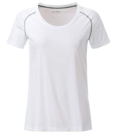 Maillot running respirant - Femme - JN495 - blanc et et gris