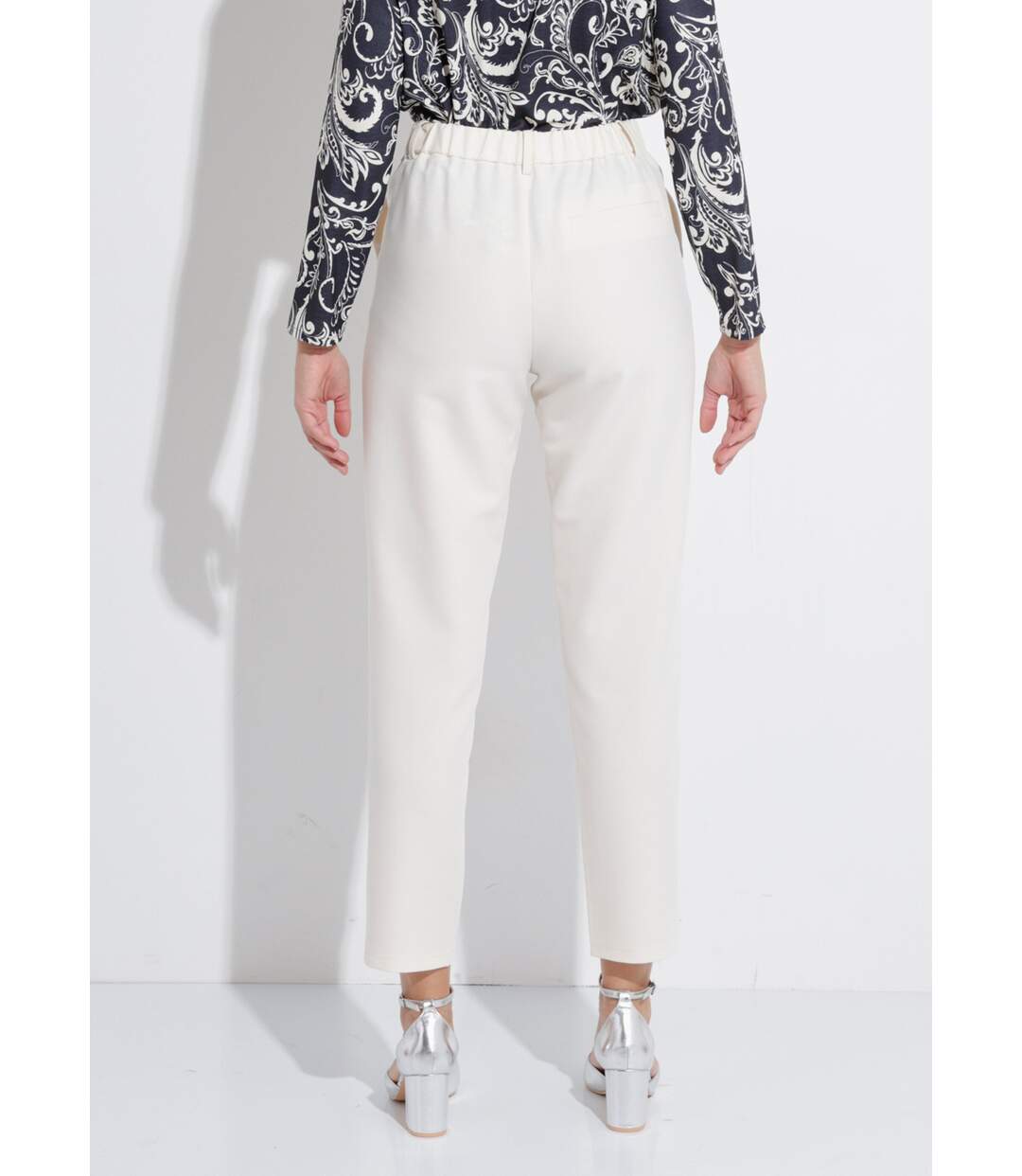 Pantalon droit tailleur fluide taille élastiquée-2