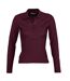 SOLS Womens/Ladies Podium Long Sleeve Pique Cotton Polo Shirt (Burgundy)
