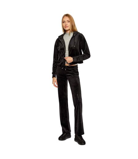 Sweat Court À Capuche Motif/style Strass Iccle Femme Noir Juicy Couture