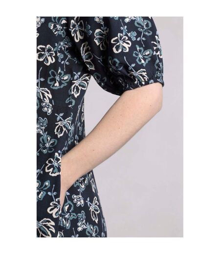 Womens/ladies everly floral eco liva midi dress black iris Weird Fish