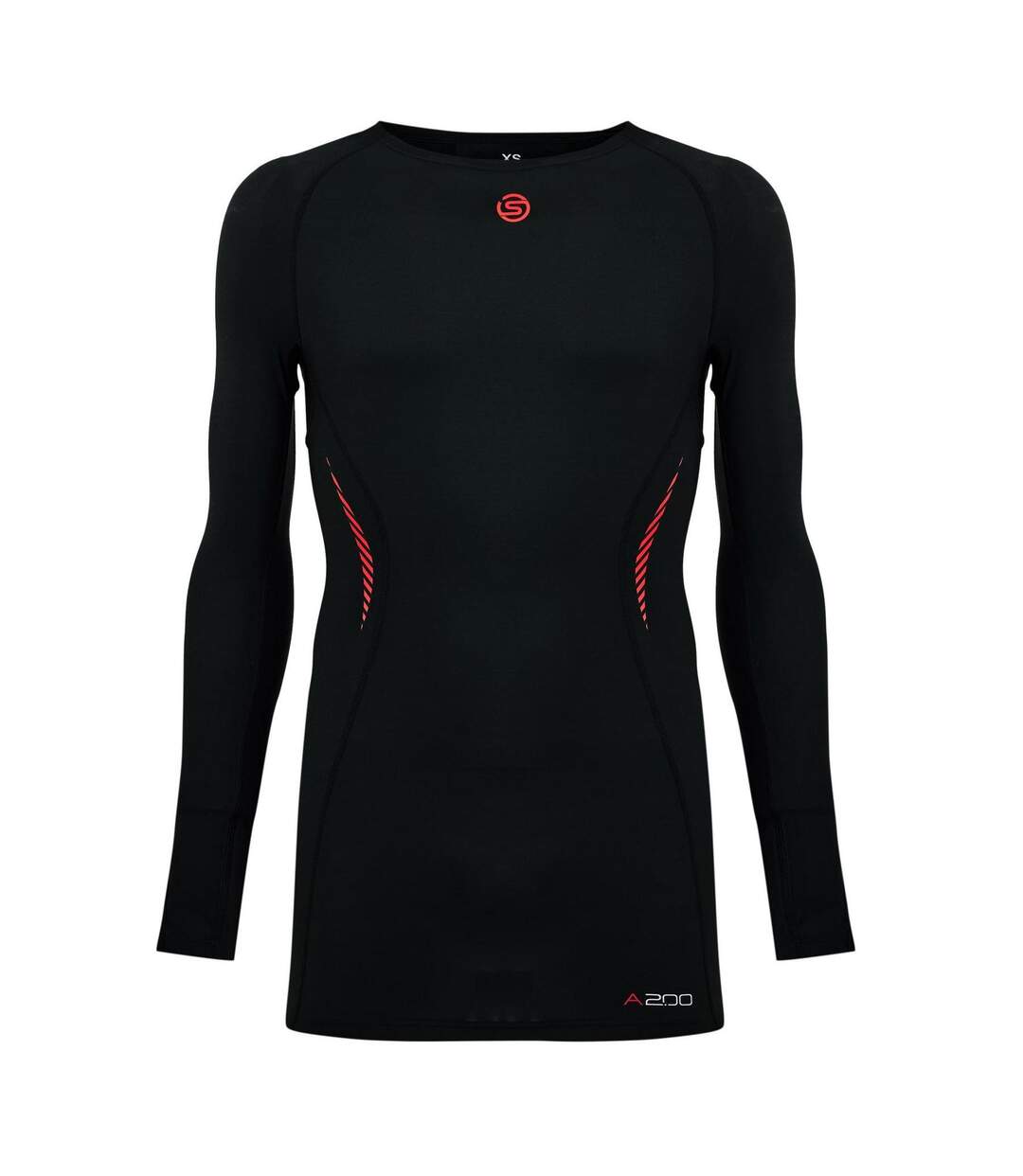 Mens A200 Back Print Compression Shirt Black Skins-1
