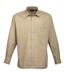 Premier Mens Long Sleeve Formal Plain Work Poplin Shirt (Khaki) - UTRW1081