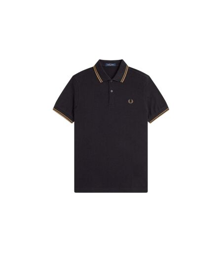 Polo Motif/style Double Pointe Homme Noir Bleu Fred Perry