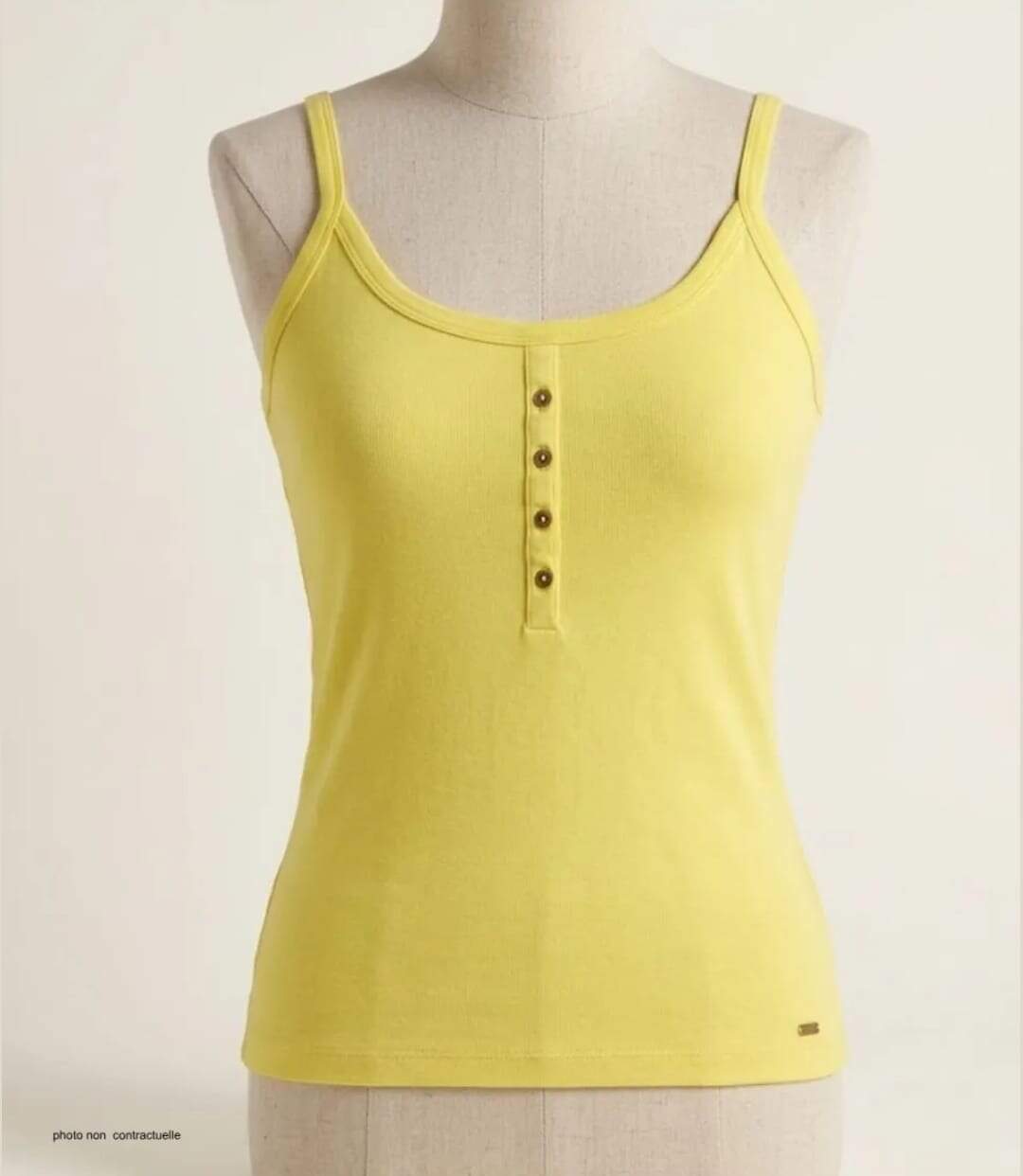 Top à fines bretelles AXONE EPICE3J jaune : le confort grande taille en pur coton pour sublimer vos formes-3