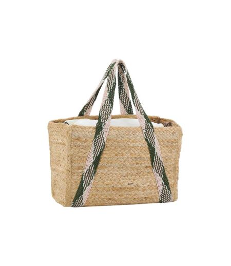 Sac en jute rectangulaire et poche en coton kaki