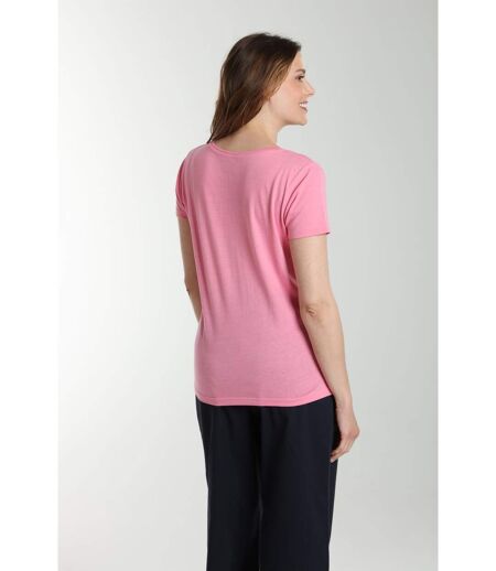 Tee Shirt Col V Manches Courtes Femme Maddy Bubble Gum(fuschia) | Gerard Pasquier Avec Col-v | Gerar