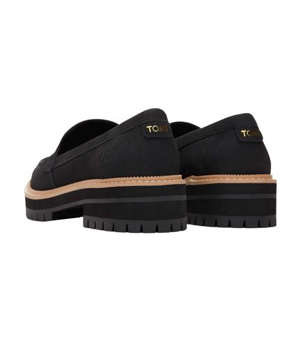 Womens/ladies cara leather loafers black Toms