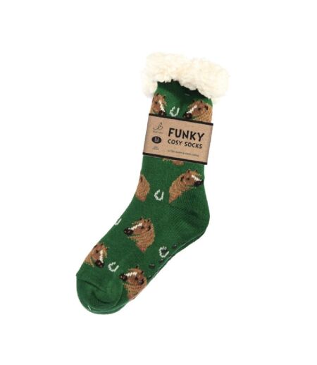 Chaussettes Motif/style Tête De Cheval Funky Femme Vert Marron Blanc Bartleby