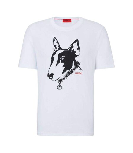T-shirt Style Imprimé Chien Homme Blanc Hugo