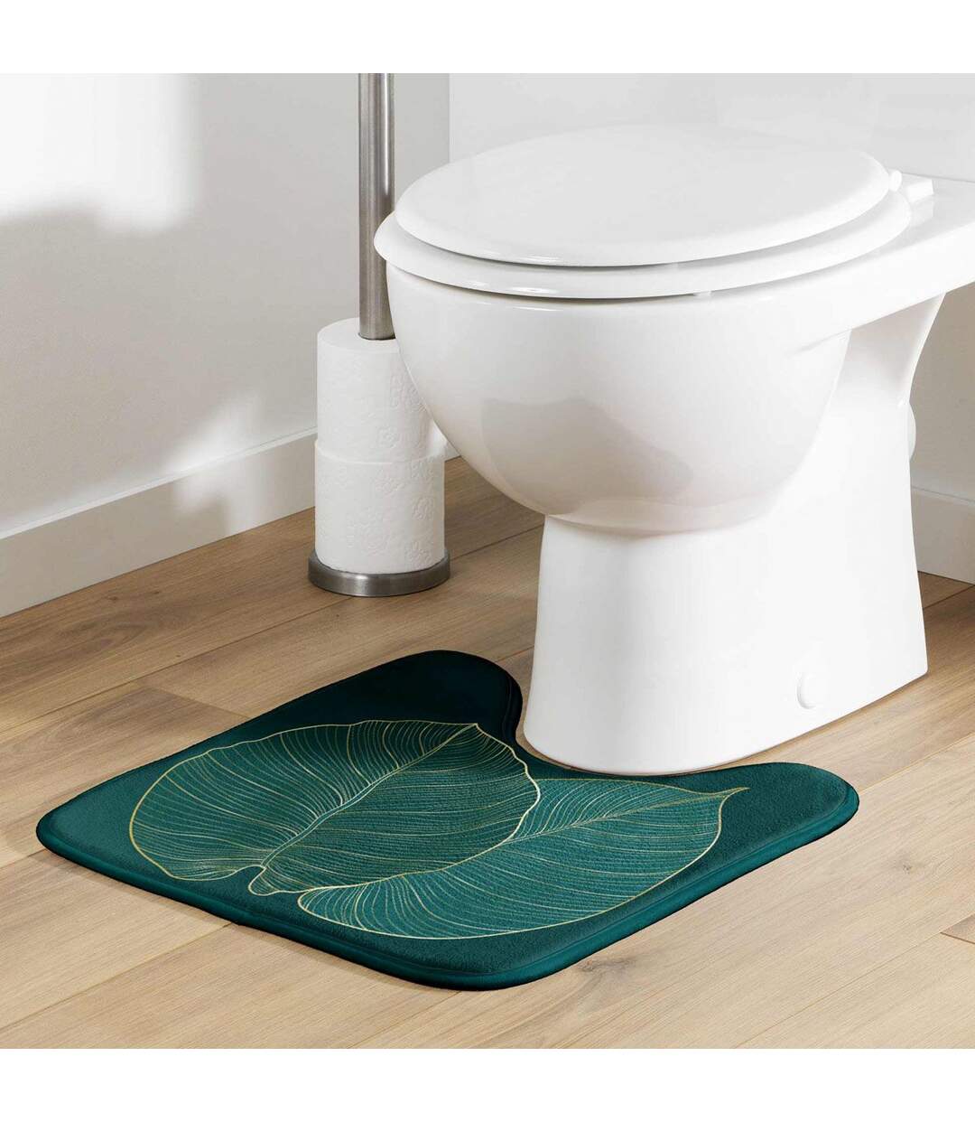 Tapis Contour WC Microfibre Jade 45x45cm Vert-5