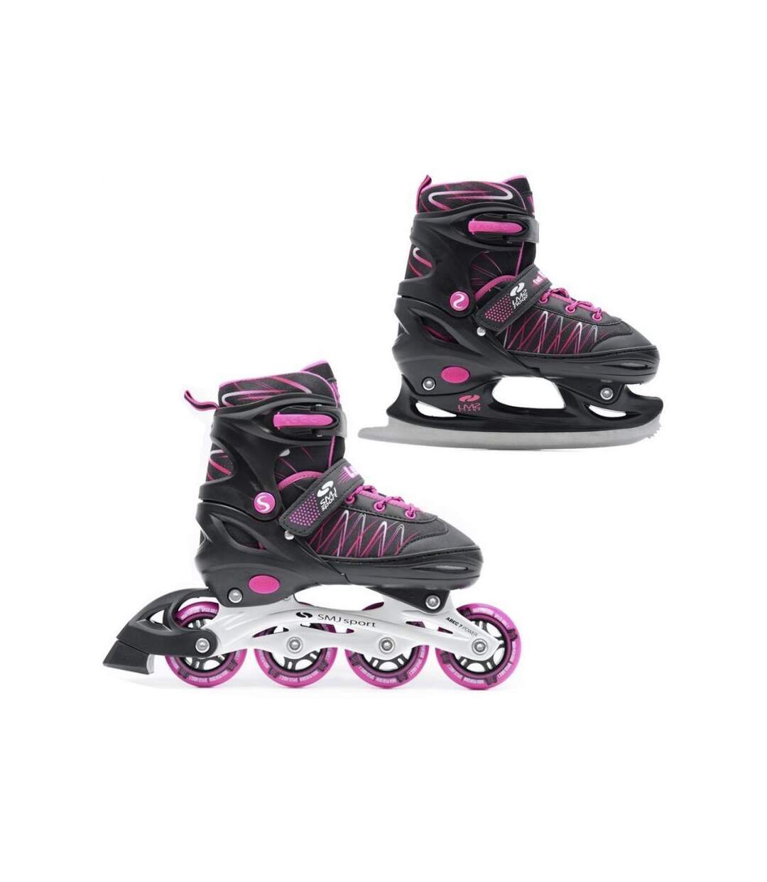 Patins À Roulettes Alignées Femme 38-42 Fr Noir Rose SMJ Sport-1