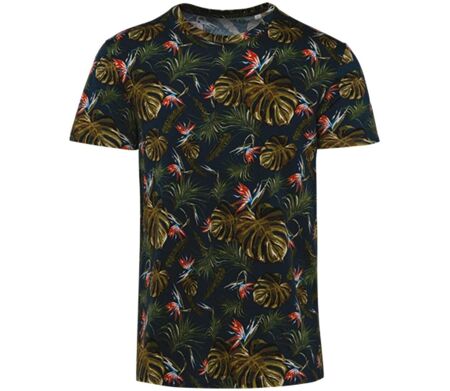 T-shirt écoresponsable imprimé tropical - Homme - PAT350 - bleu marine Paradise Bird