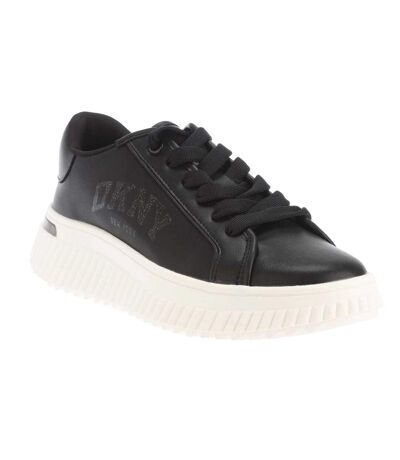 Womens/ladies Larissa Leather Lace Up Trainers Black DKNY