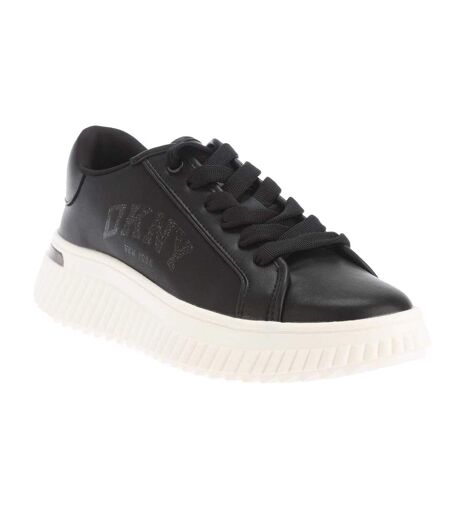 Womens/ladies Larissa Leather Lace Up Trainers Black DKNY