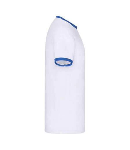 Mens Ringer Contrast T-shirt White Royal Blue Fruit Of The Loom