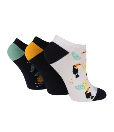 Wild Feet - 3 Pk Ladies Novelty Animal Themed Trainer Socks