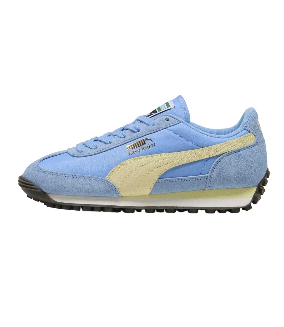 Womens/ladies Easy Rider Suede Trainers Blue Yellow Puma-2