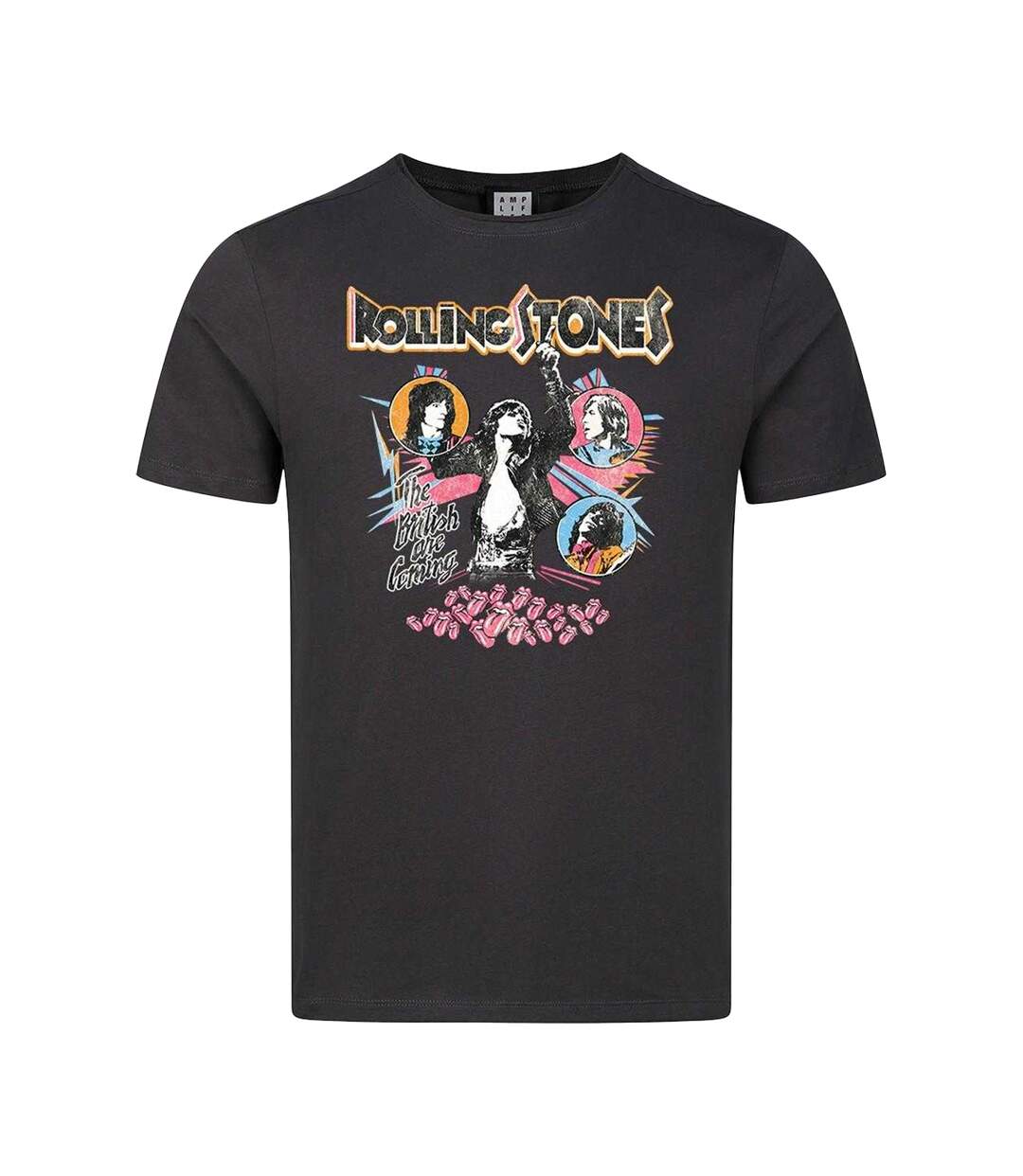 T-shirt Motif/style The Rolling Stones British Are Coming Adulte Charbon Amplified-1