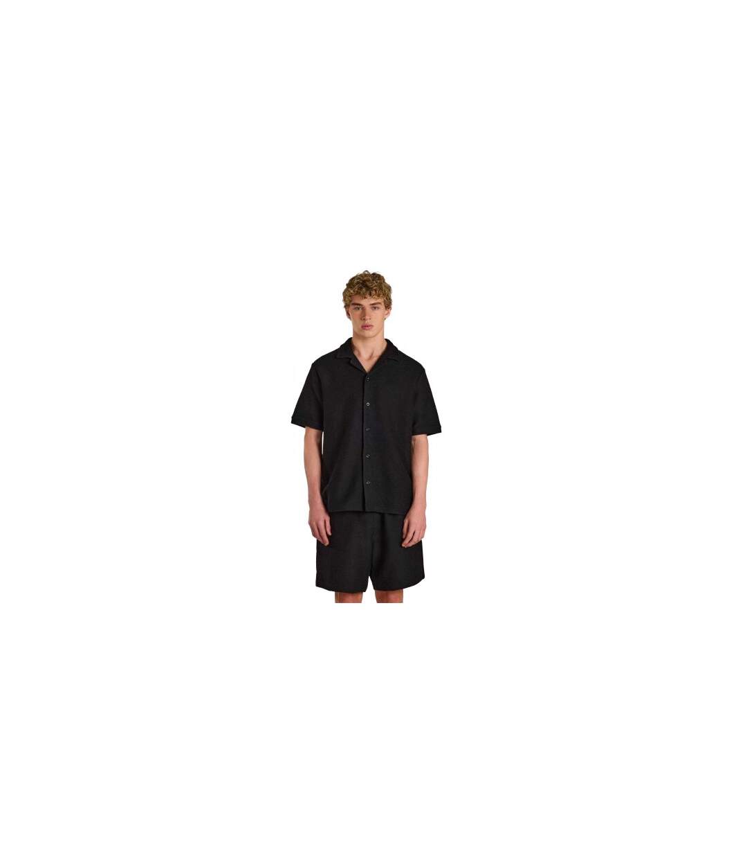 Chemise Manches Courtes Homme Noir Prevu-1