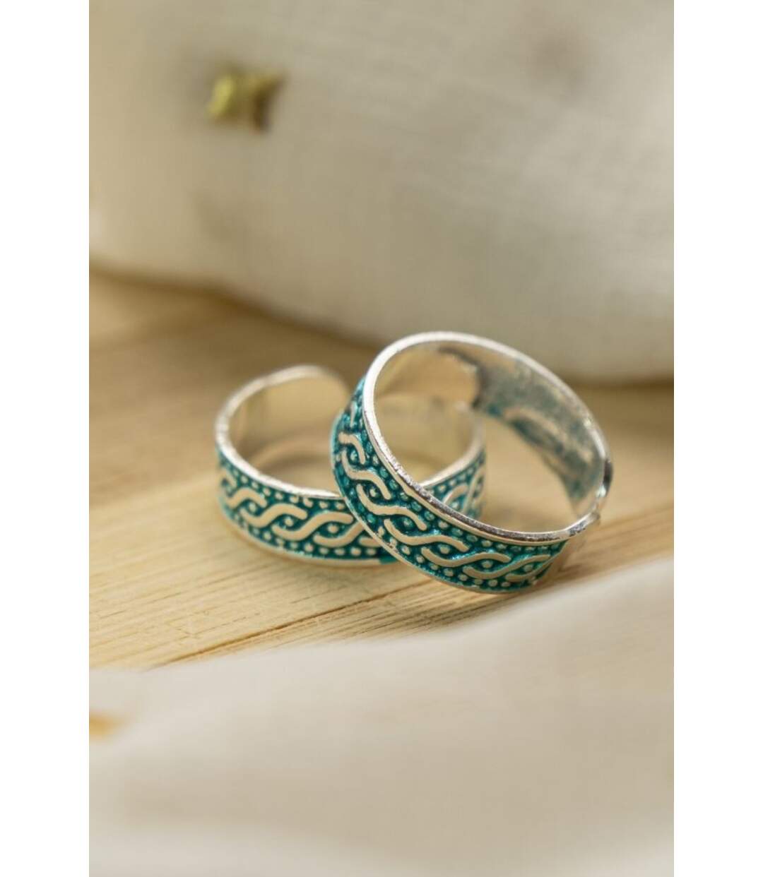 Green Midi Band Dainty Zehen Silver Hippie Beach Toe Ring-2