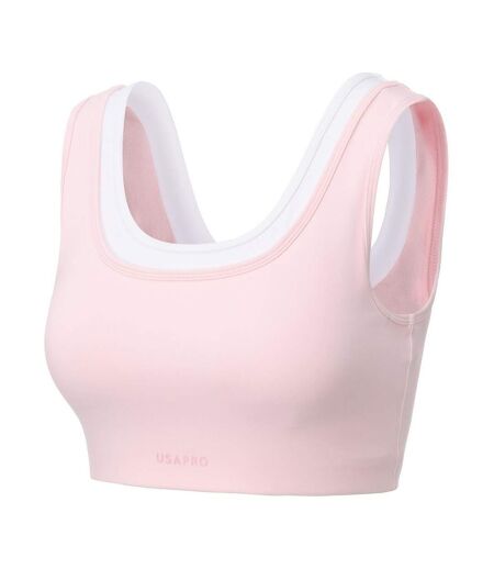 Womens/ladies Pro Layered Sports Bra Light Pink USA Pro