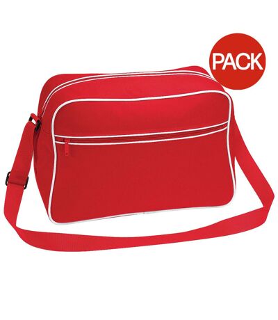 Lot de 2  Sac à bandoulière rétro 18 litres taille unique rouge/blanc Bagbase