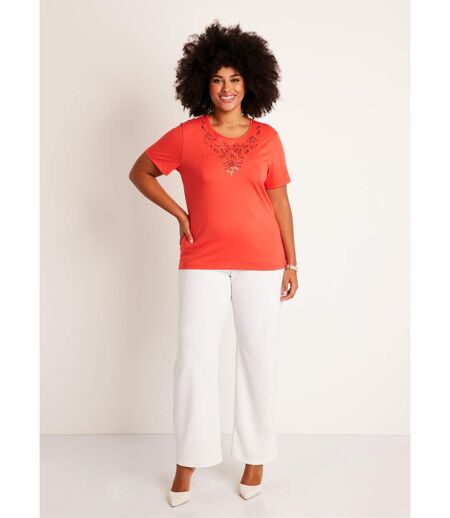 T-shirt court brodé manches courtes