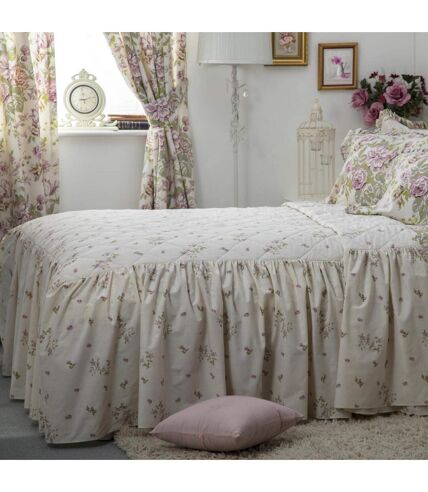 Belledorm Rose Boutique Fitted Bedspread (Ivory/Pink/Green) - UTBM275