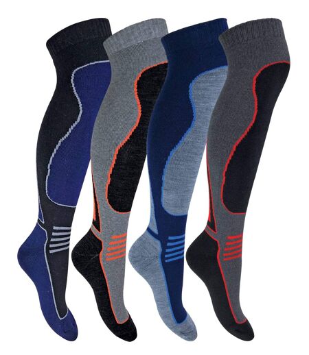 4 Pk Mens Ladies Long Knee High Wool Ski Socks