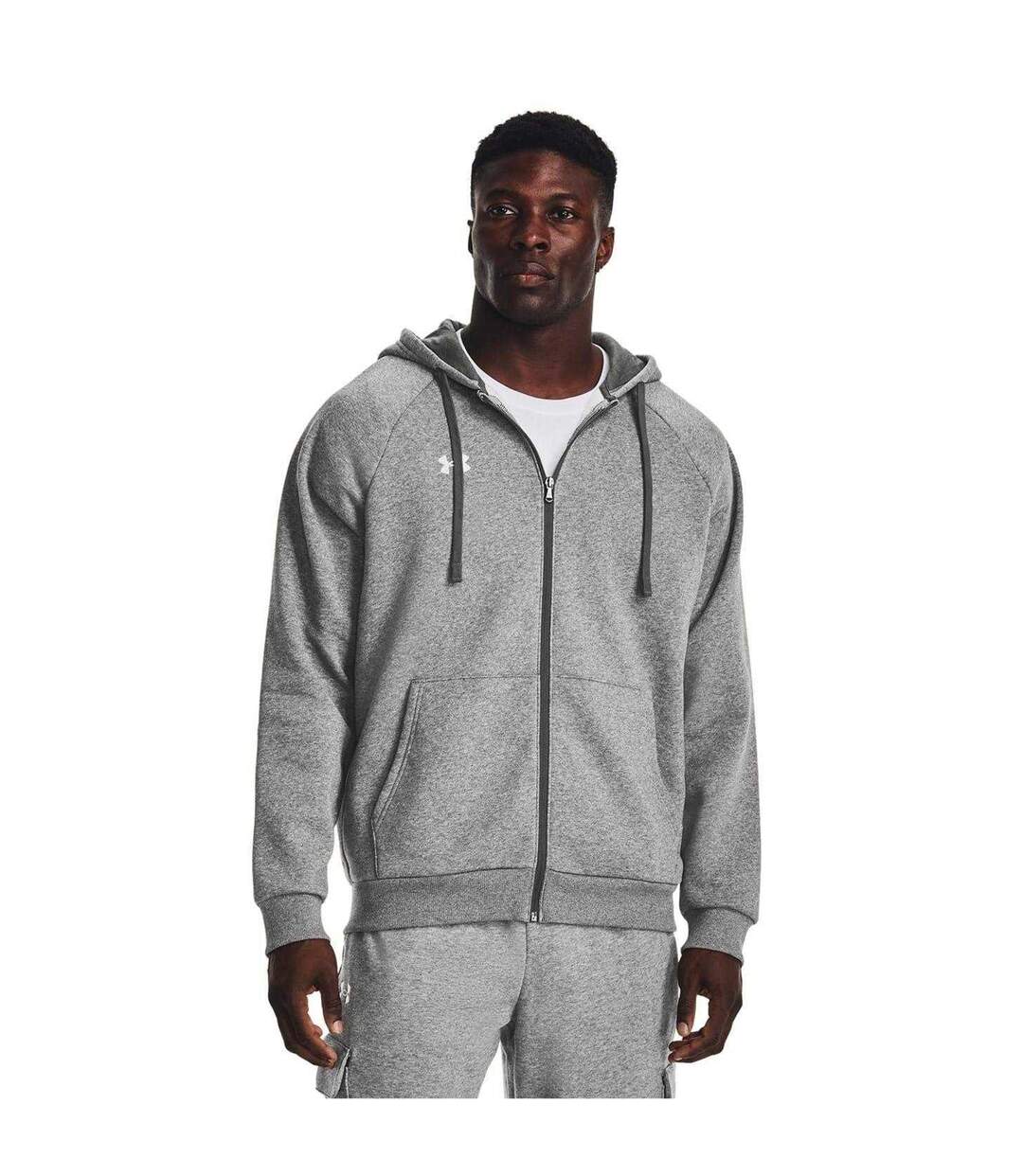 Mens Rival Fleece Full Zip Hoodie Carbon Under Armour-1