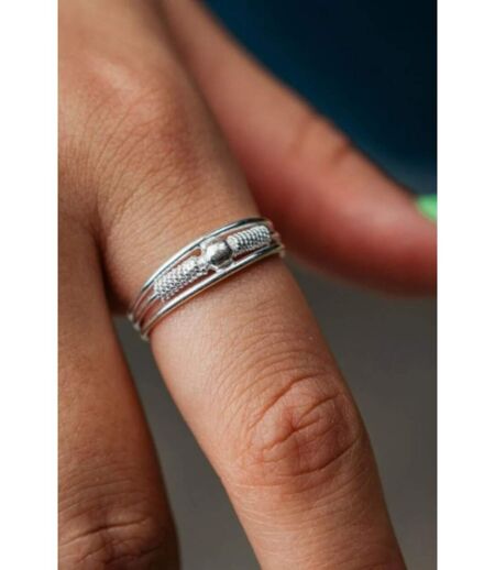 Adjustable Dainty Silver Ball Simple Spring Slim Tribal Ring