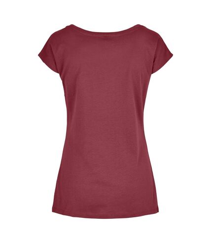 Build Your Brand Womens/Ladies Wide Neck T-Shirt (Cherry)