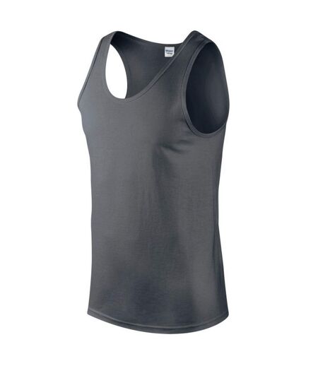 Mens softstyle plain tank top charcoal Gildan